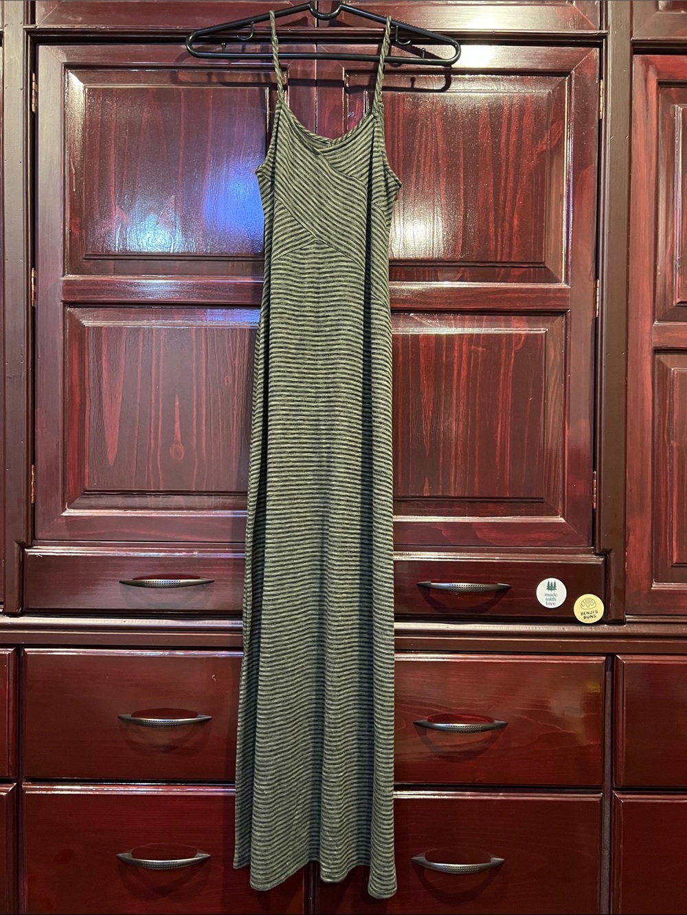 Green Striped Maxi Dress Size Small